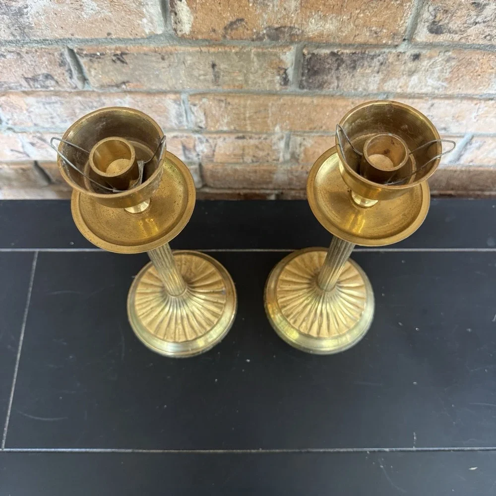 Pair of Vintage Brass Candlestick Holders 10